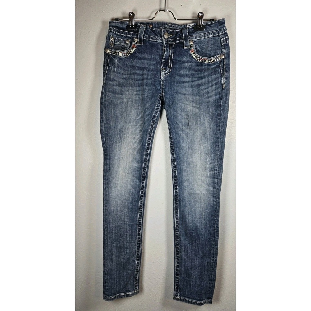 Miss Me Women's Blue Jeans, Size 29 (29x31), Mid-Rise, Skinny Fit, Denim